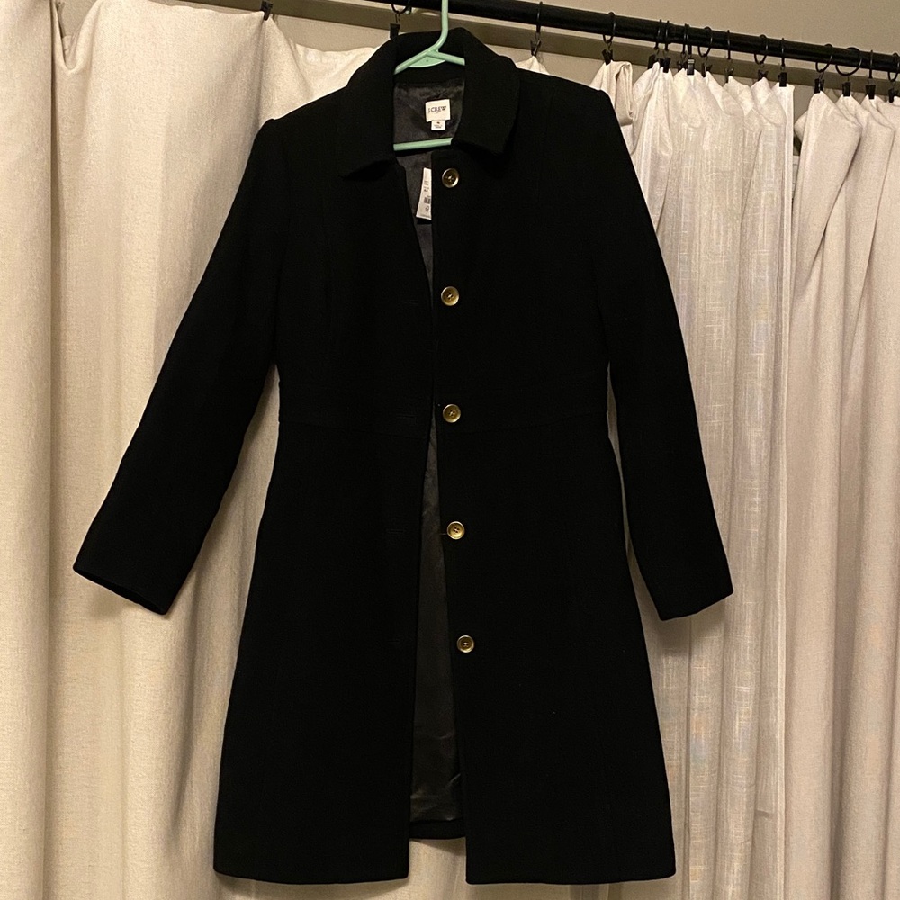 J. Crew Lady Day Wool Black Trench Coat for Women